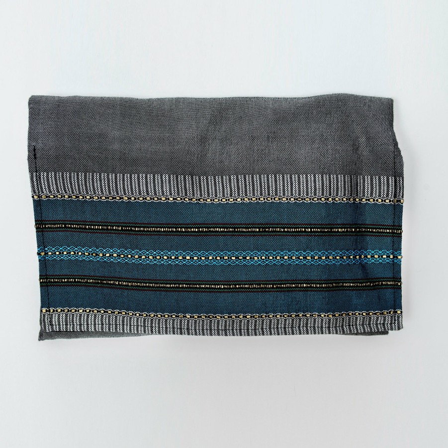 Gabrieli Tallits * | Gabrieli Tallit Gabrieli Tallits Elia Silk Tallit- Flag Blue With Gold On Gray