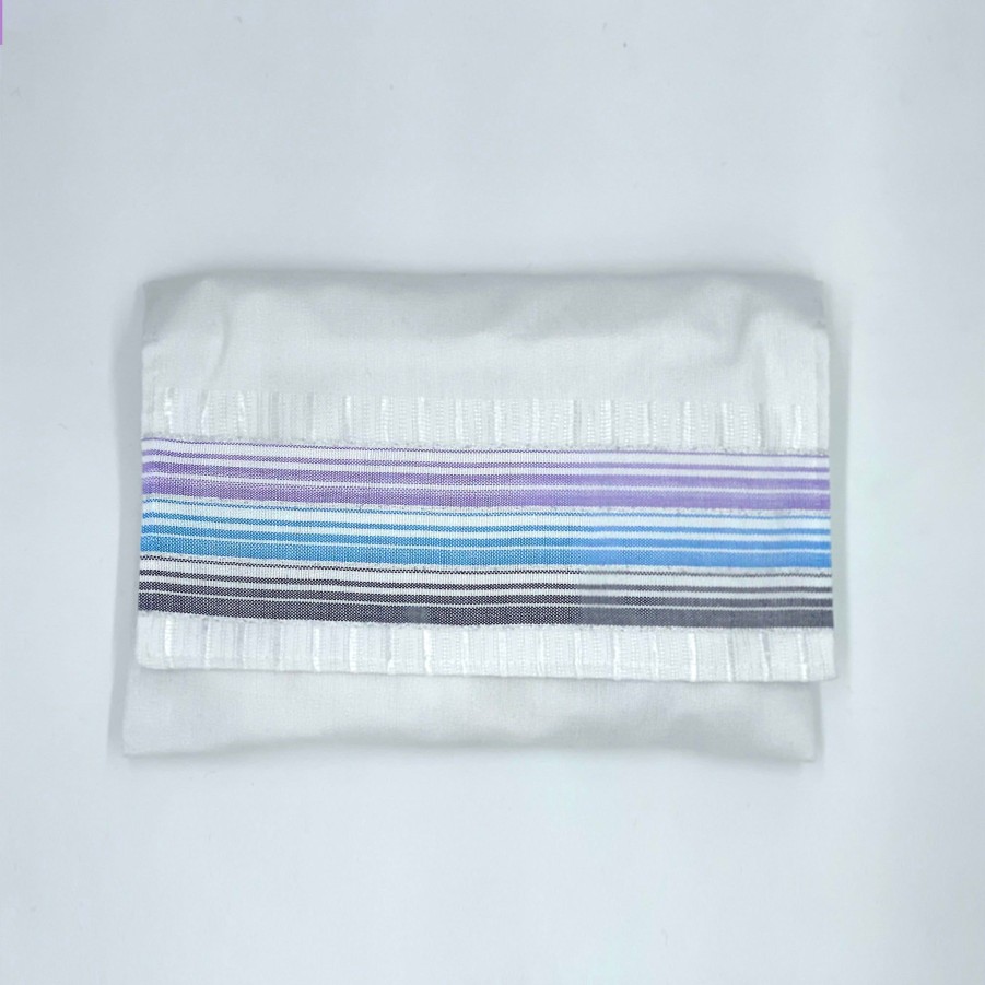 Gabrieli Tallits * | Gabrieli Tallit Ella Silk Tallit Pastel Purple And Blues With Silver On White