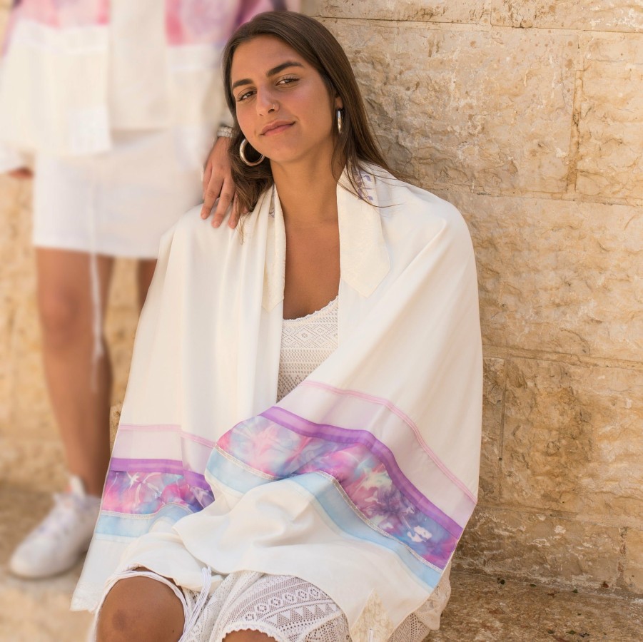 Elegant Gabrieli * | Gabrieli Tallit Gabrieli Tallits Lady Gabrieli Viscose Tallit Pink And Purple