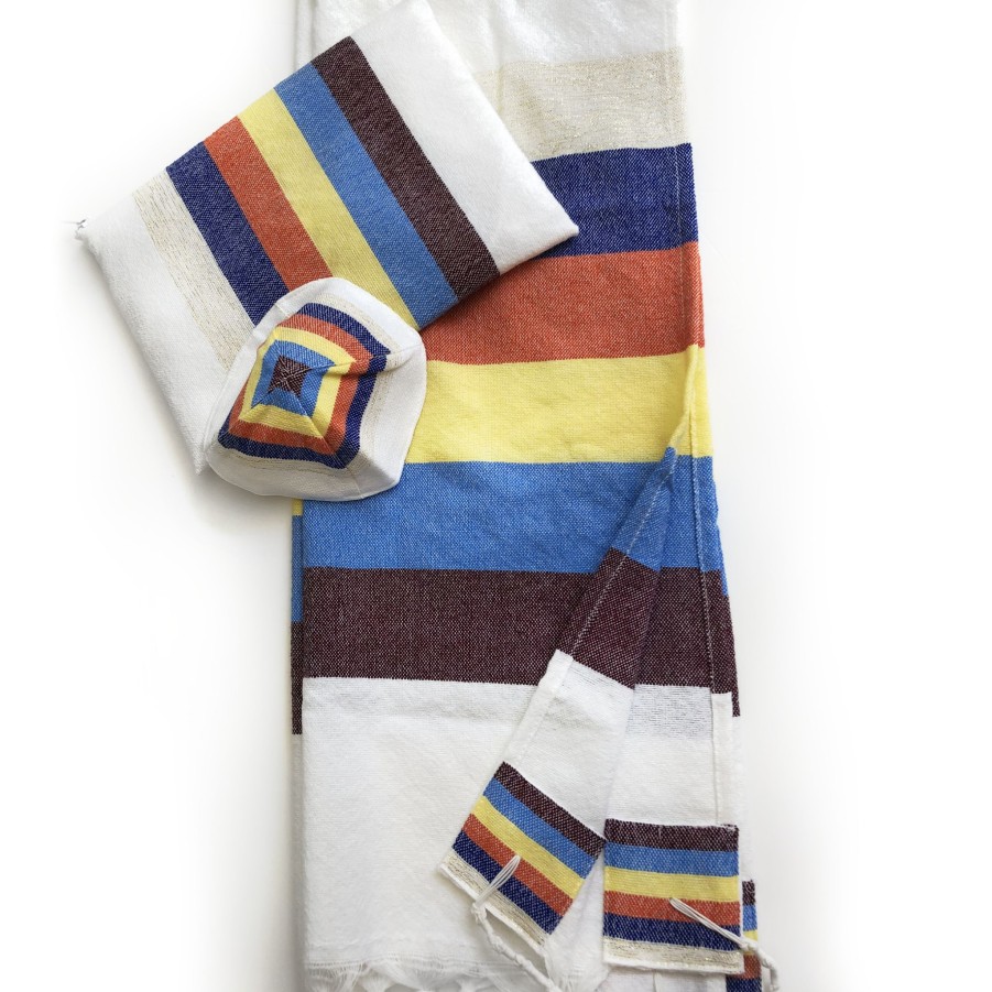 Gabrieli Tallits * | Gabrieli Tallit Emanuel Wool Tallit 6 Wide Stripes Gabrieli Tallits