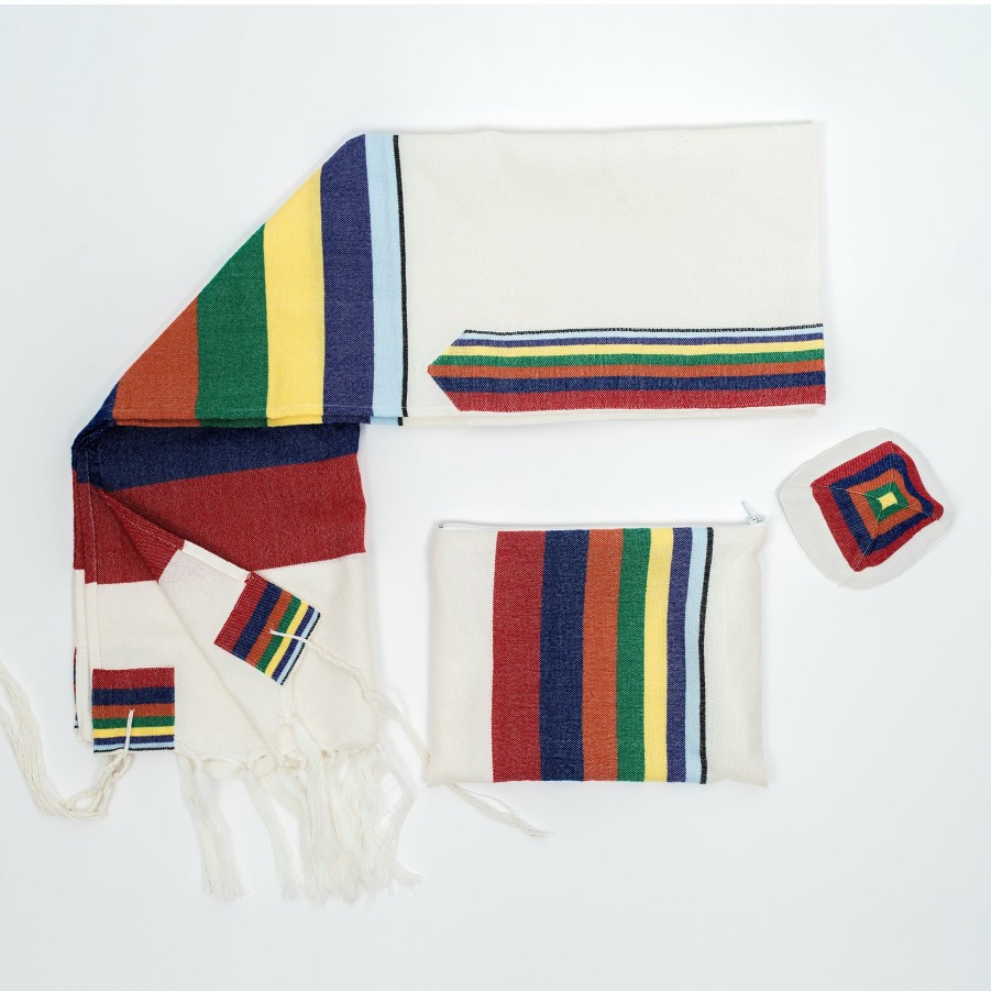 Gabrieli Tallits * | Gabrieli Tallit Gabrieli Tallits Esther Wool Tallit Rainbow Stripes