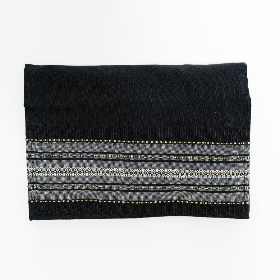 Gabrieli Tallits * | Gabrieli Tallit Elia Silk Tallit Gray With Gold On Black