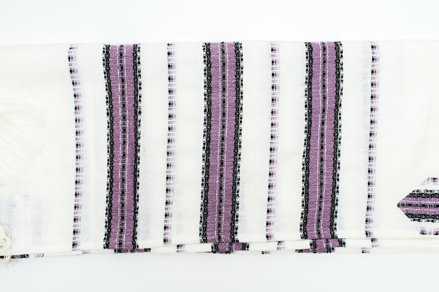 Gabrieli Tallits * | Gabrieli Tallit Ruth Wool Tallit Purple And Black With Silver