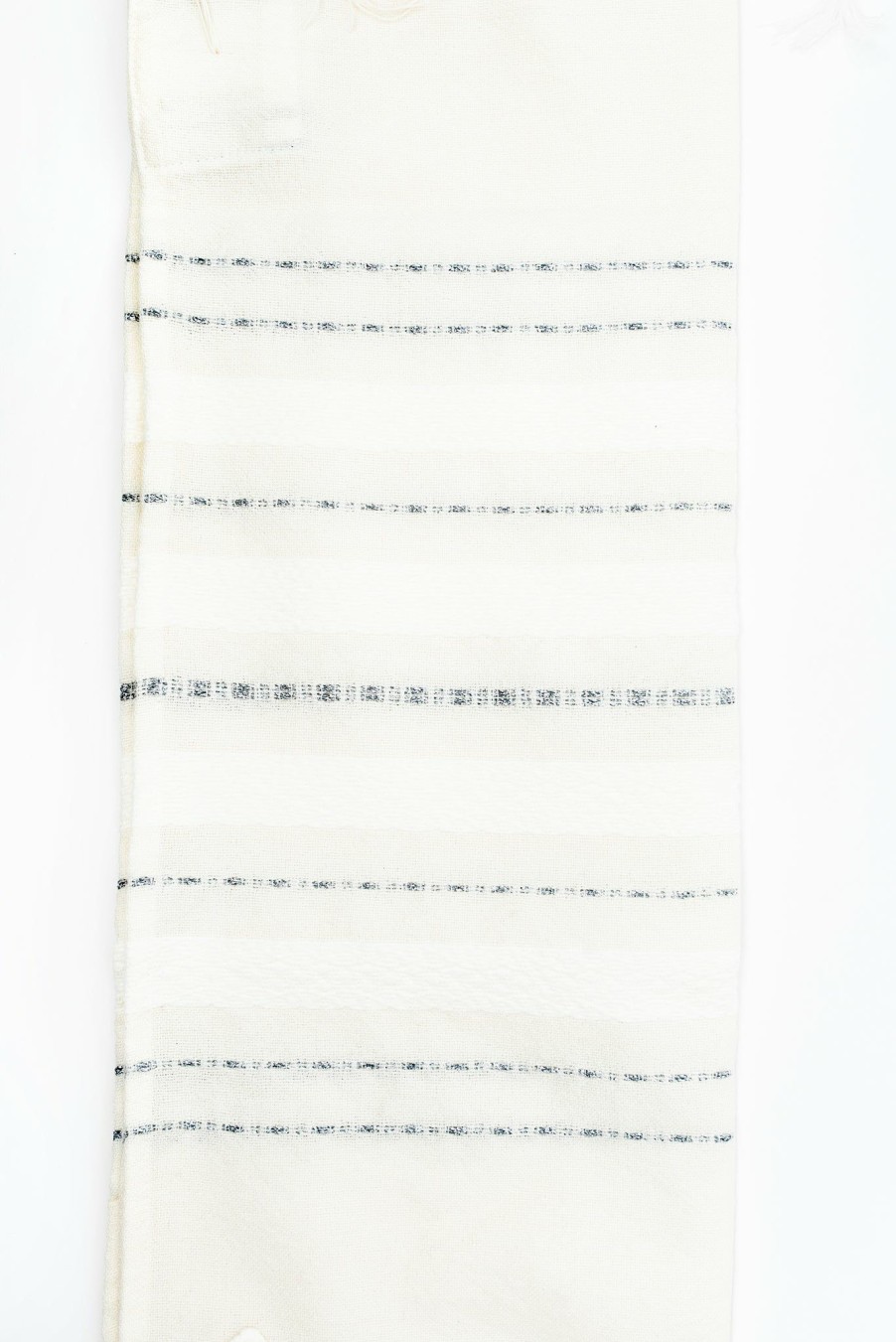 Gabrieli Tallits * | Gabrieli Tallit Perach Wool Tallit Silver Stripes On Off-White Gabrieli Tallits