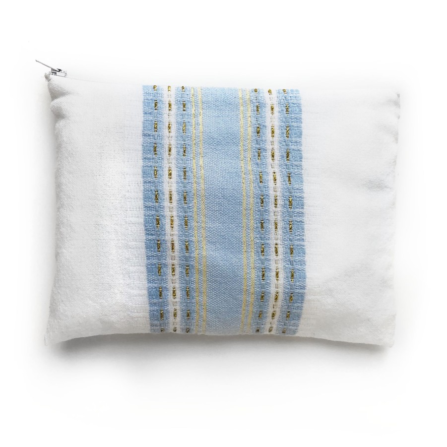 Gabrieli Tallits * | Gabrieli Tallit Samuel Wool Tallit -Baby Blue With Gold