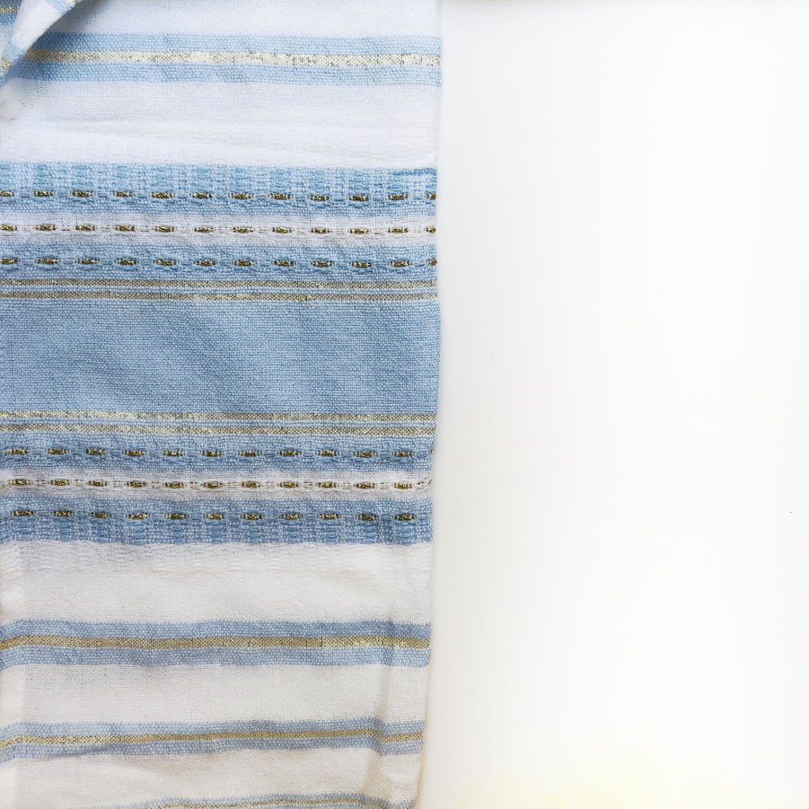 Gabrieli Tallits * | Gabrieli Tallit Samuel Wool Tallit -Baby Blue With Gold