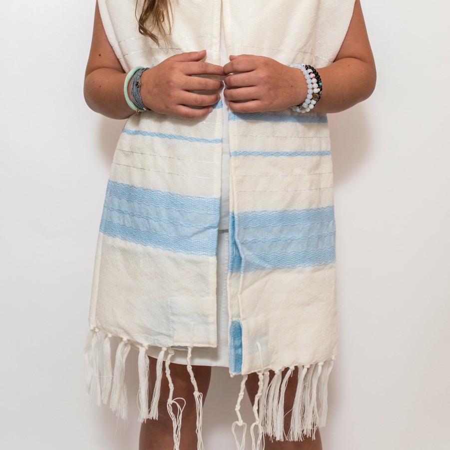 Gabrieli Tallits * | Gabrieli Tallit Adam Wool Tallit Baby Blue