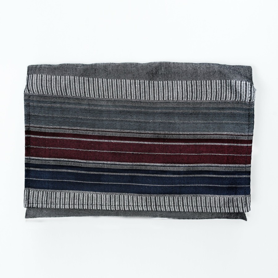 Gabrieli Tallits * | Gabrieli Tallit Ella Silk Tallit- Blues And Bordeaux With Silver On Gray