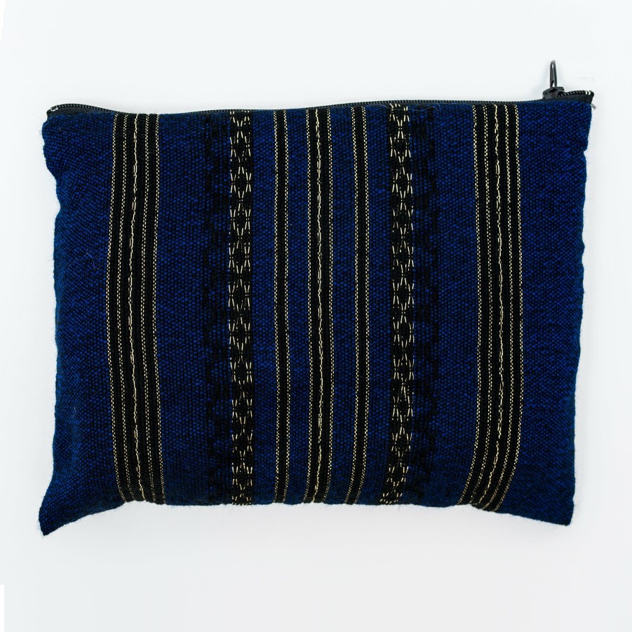 Gabrieli Tallits * | Gabrieli Tallit Hagar Wool Tallit Black And Gold Design On Blue