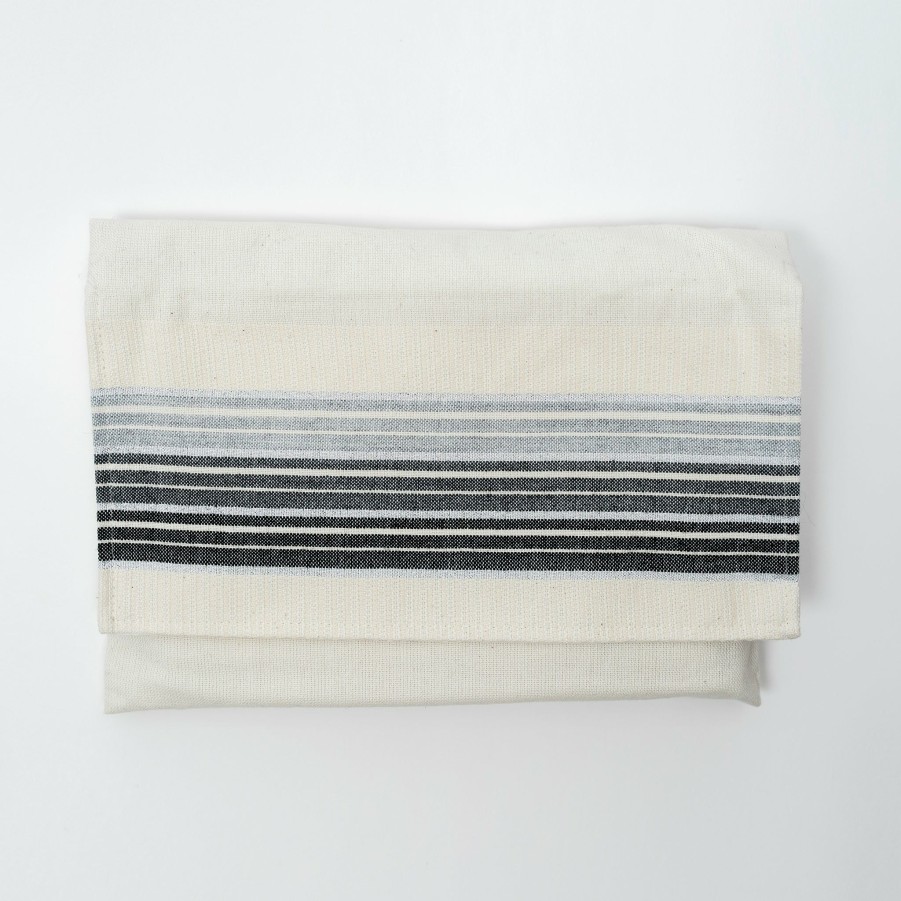 Elegant Gabrieli * | Gabrieli Tallit Ella Cotton Tallit Shades Of Gray With Silver On Off-White