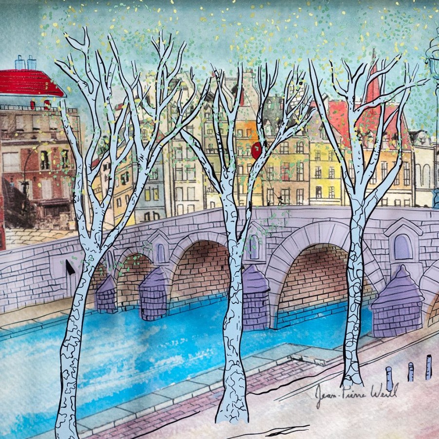 Art & Judaica * | Jean-Pierre Weill Art & Judaica Balloon Over Paris Bridge Petite