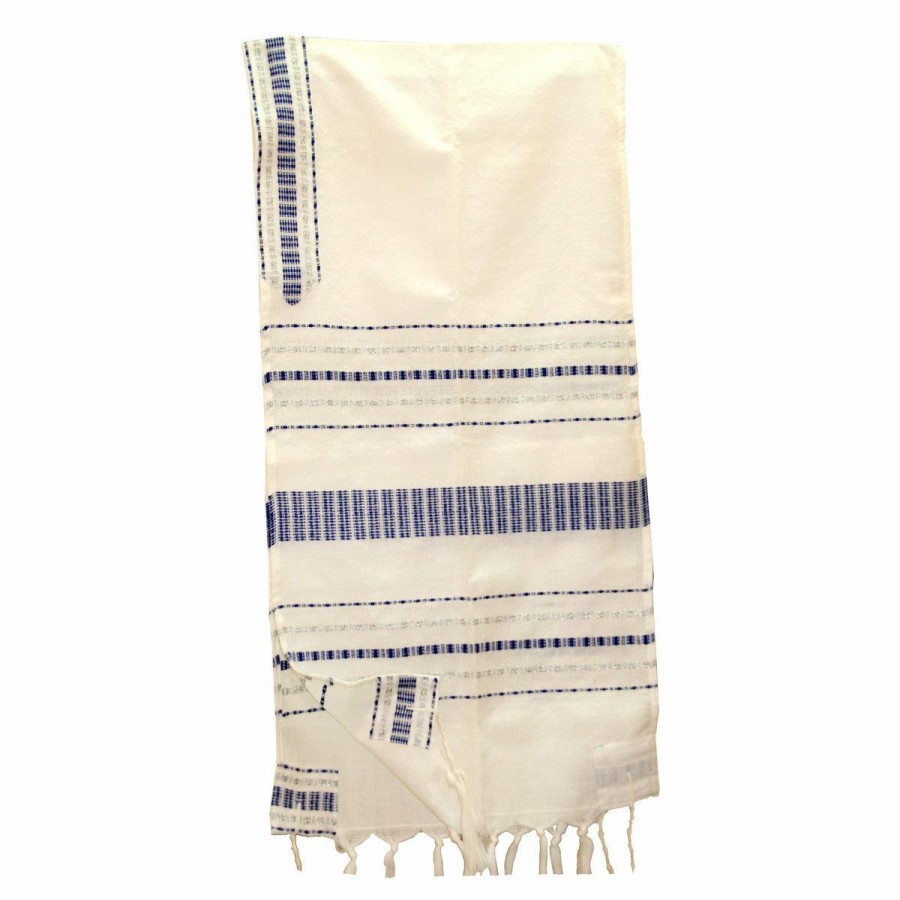 Gabrieli Tallits * | Gabrieli Tallit Gabrieli Tallits Perach Wool Tallit Blue And Silver