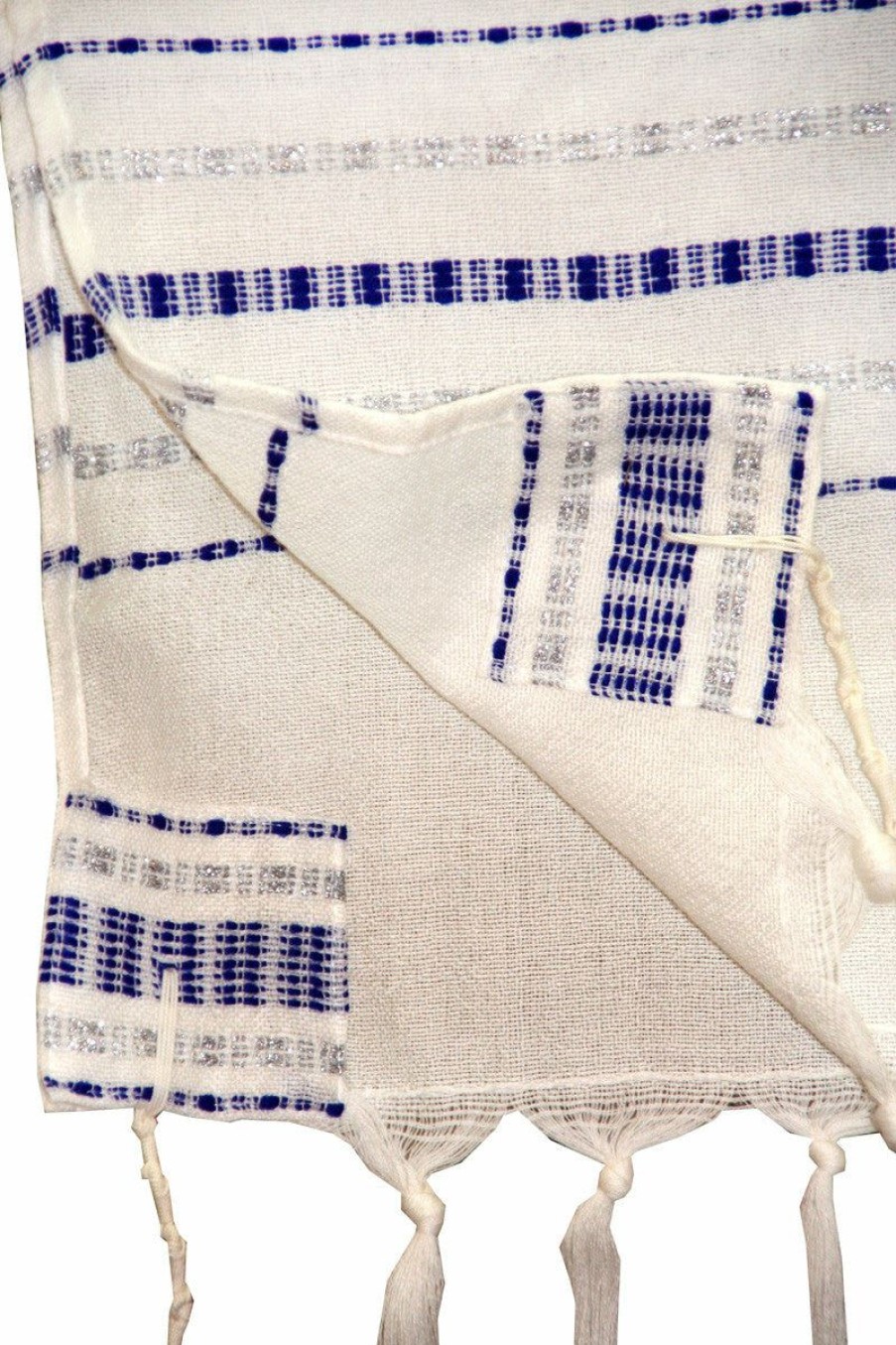 Gabrieli Tallits * | Gabrieli Tallit Gabrieli Tallits Perach Wool Tallit Blue And Silver