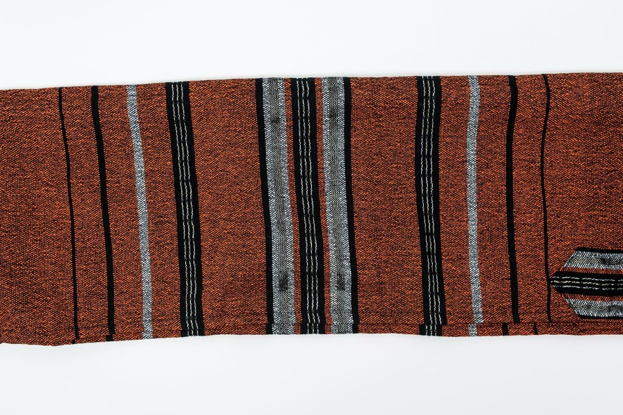 Gabrieli Tallits * | Gabrieli Tallit Solomon Wool Tallit Black And Gray With Gold And Silver On Orange Gabrieli Tallits