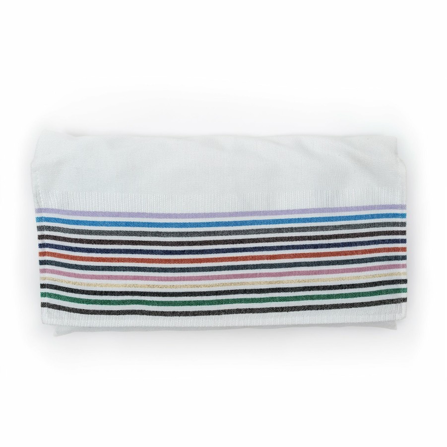 Gabrieli Tallits * | Gabrieli Tallit Josef Silk Tallit 12 Stripes On White