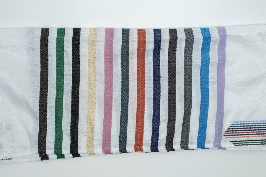 Gabrieli Tallits * | Gabrieli Tallit Josef Silk Tallit 12 Stripes On White