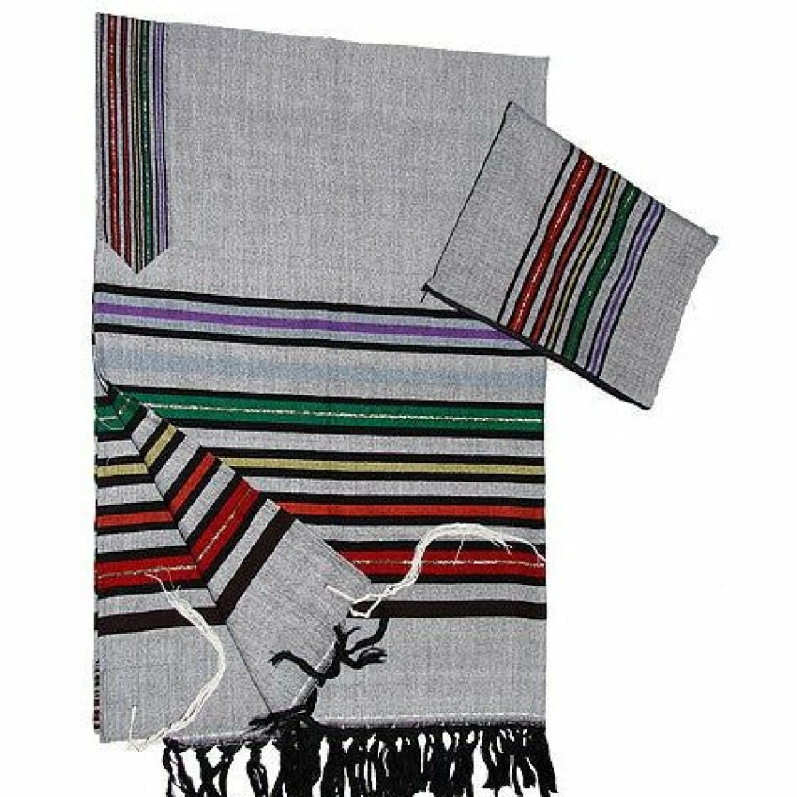 Gabrieli Tallits * | Gabrieli Tallit Gabrieli Tallits Purim Wool Tallit Gray Background