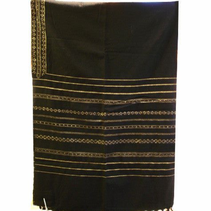 Gabrieli Tallits * | Gabrieli Tallit Hagar Wool Tallit Gold On Black