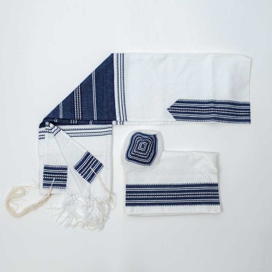 Elegant Gabrieli * | Gabrieli Tallit Gabrieli Tallits Elia Cotton Tallit Blue On White