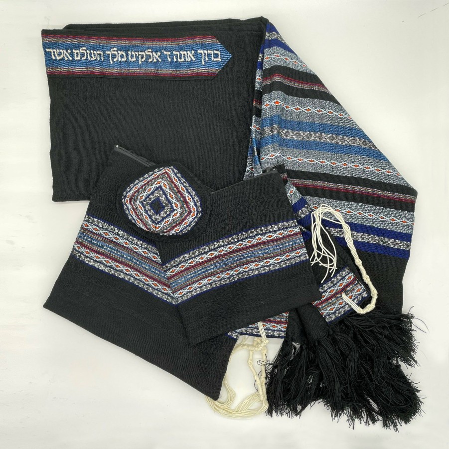 Gabrieli Tallits * | Gabrieli Tallit Gabrieli Tallits Gabrieli Premium Wool Tallit Multi Color With Silver On Black