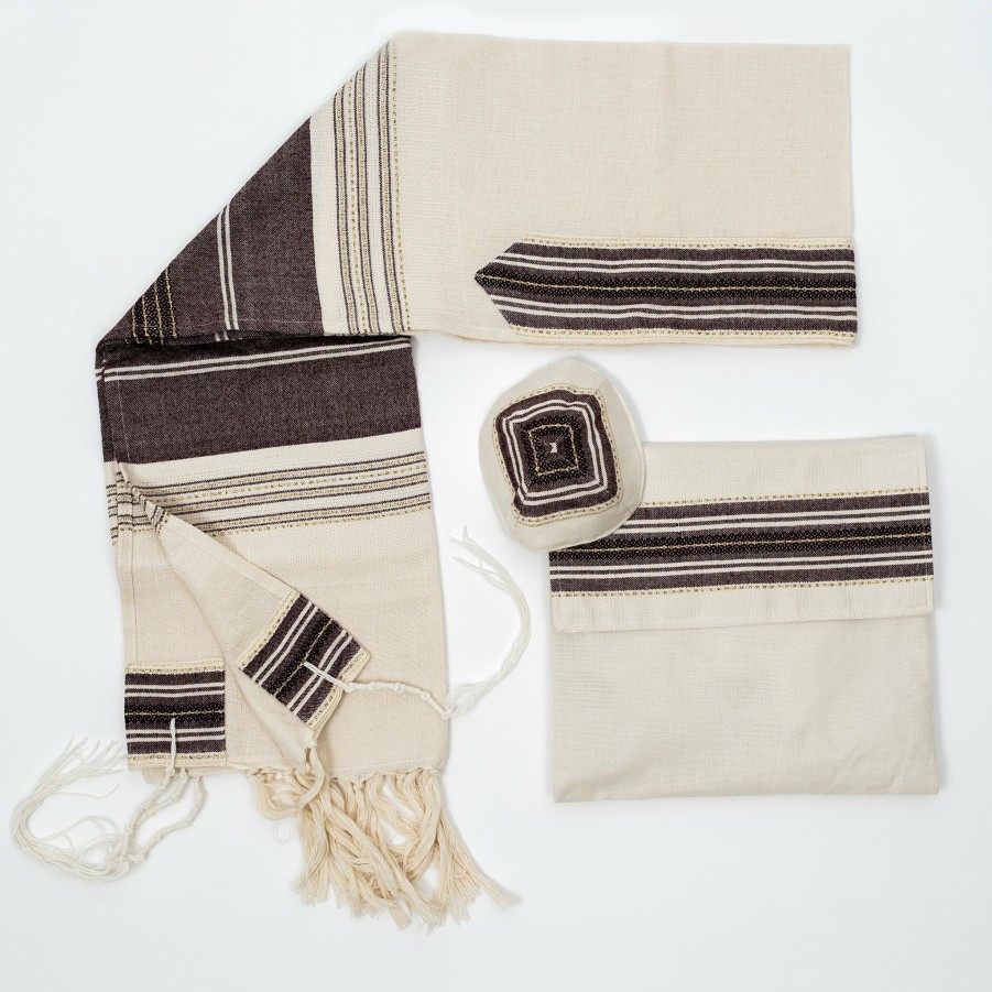 Elegant Gabrieli * | Gabrieli Tallit Gabrieli Tallits Elia Cotton Tallit Bordeaux With Gold On Off-White