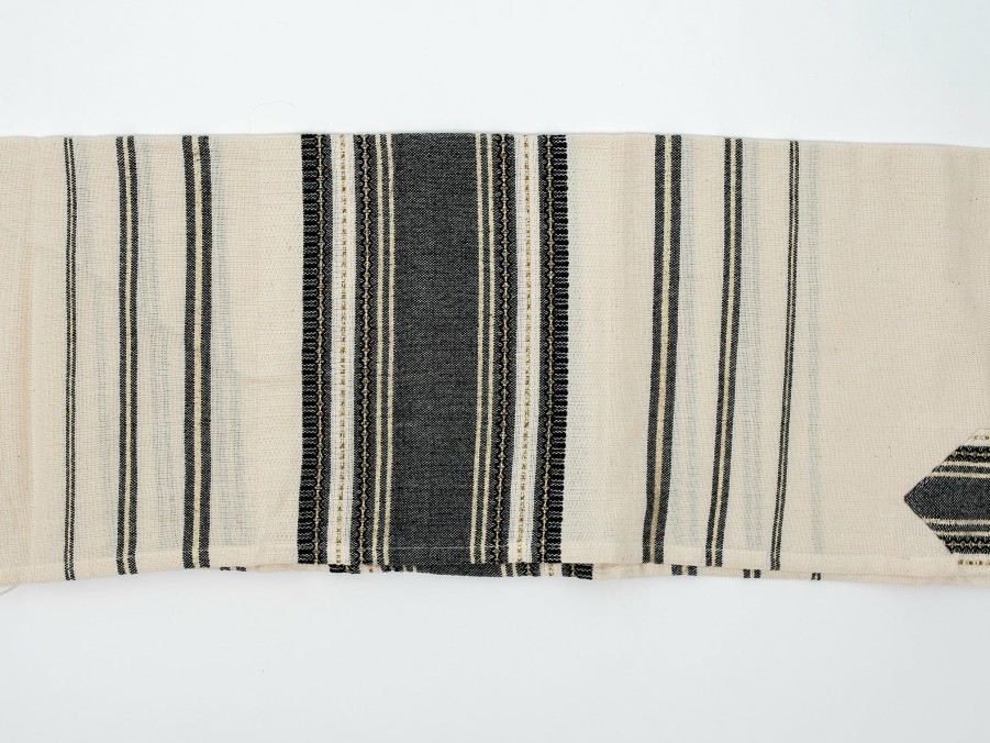 Elegant Gabrieli * | Gabrieli Tallit Samuel Cotton Tallit Black With Gold On Off-White