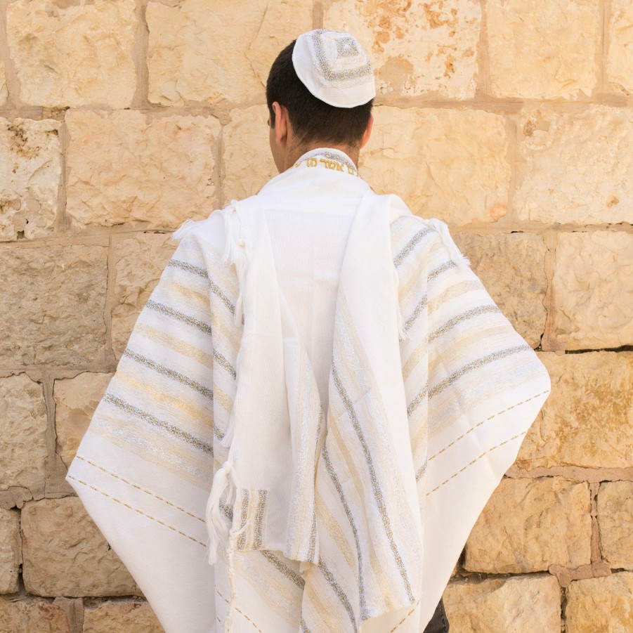 Gabrieli Tallits * | Gabrieli Tallit Gabrieli Premium Wool Tallit Gold & Silver Gabrieli Tallits