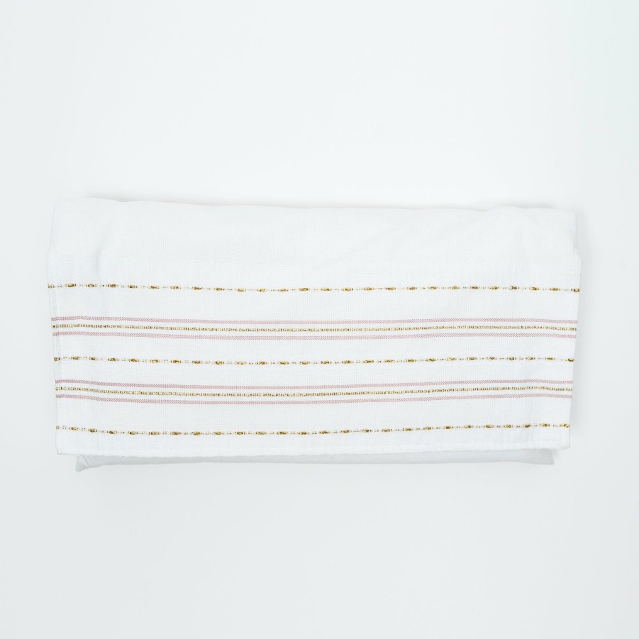 Gabrieli Tallits * | Gabrieli Tallit Elia Silk Tallit Pink And Gold On White