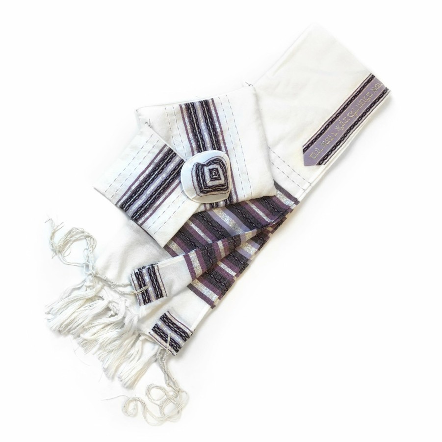 Gabrieli Tallits * | Gabrieli Tallit Gabrieli Tallits Gabrieli Premium Wool Tallit Purples & Silver