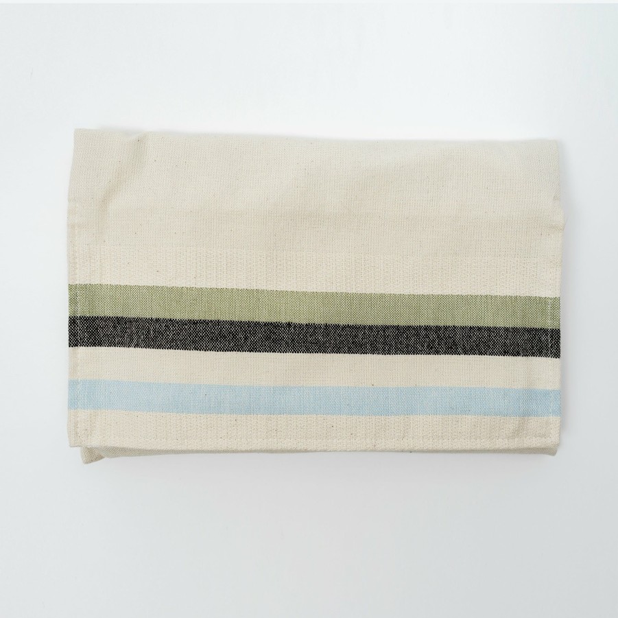 Elegant Gabrieli * | Gabrieli Tallit Emanuel Cotton Tallit Blue And Green Wide Stripes On Off-White Gabrieli Tallits