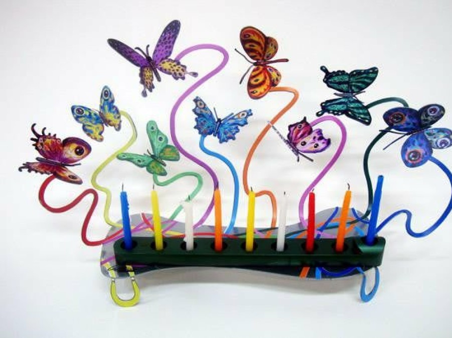 Art & Judaica * | D. Gerstein Art & Judaica Butterflies Menorah By Gerstein